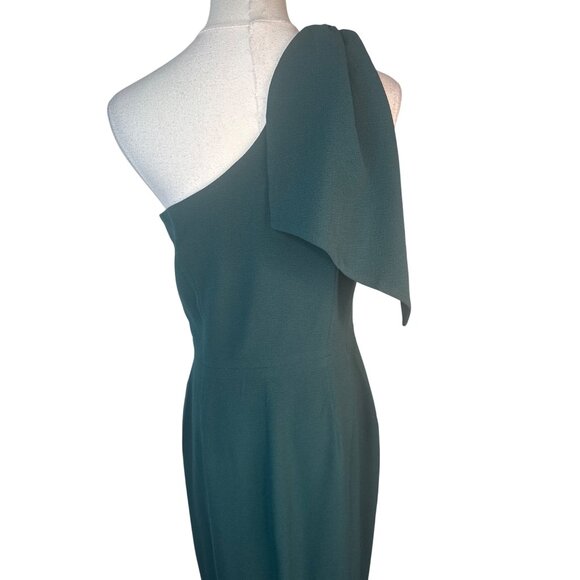 Dress The Population One-Shoulder Medium Forest Green Maxi Dress Polyester Blend - Picture 7 of 14